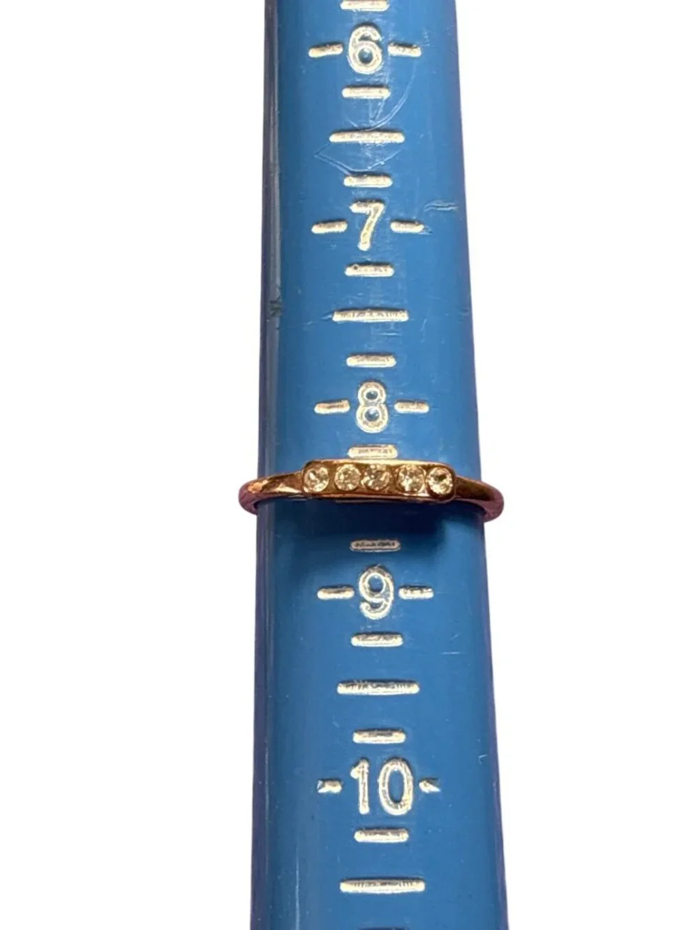 Copper Color Clear Rhinestone Ring Size 8.5 Dainty Minimalist